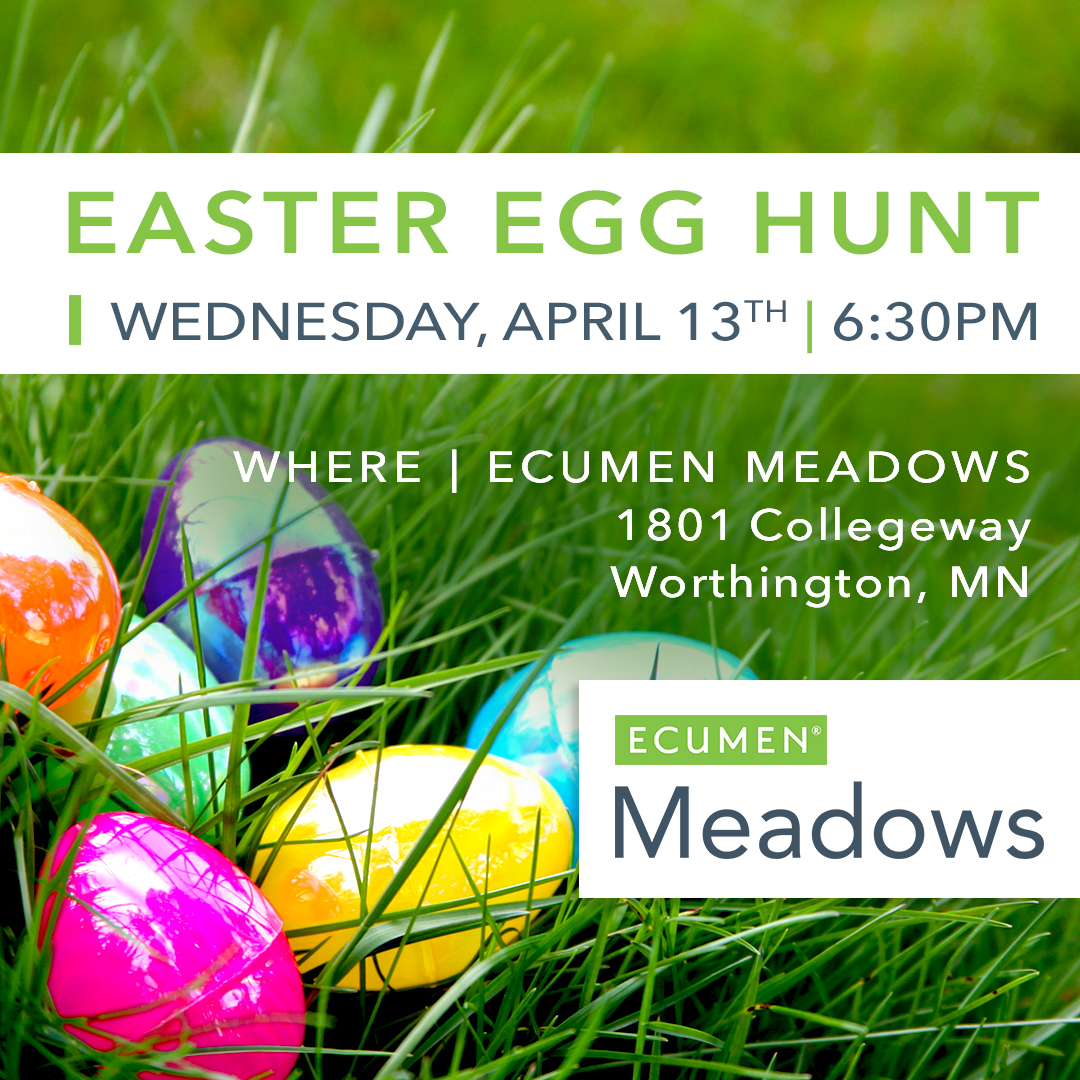 Easter Egg Hunt April 13th 630 p.m. Ecumen Meadows