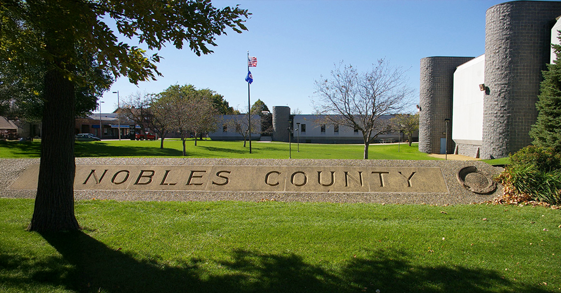 Nobles County Government Building lawn granite sign